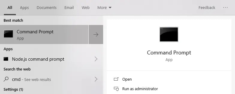 コマンドプロンプトを開く